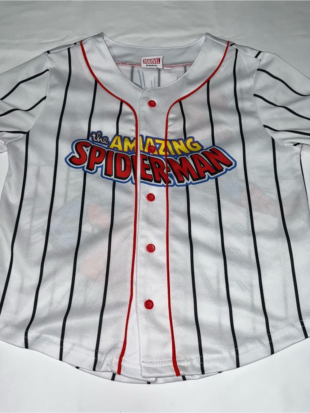 Marvel Spider-Man White Pinstripe Jersey